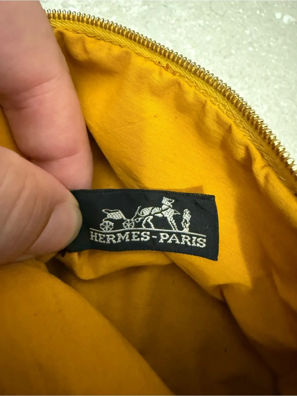 Hermes Bolide Pouch MM Yellow Canvas Travel Cosmetic Bag